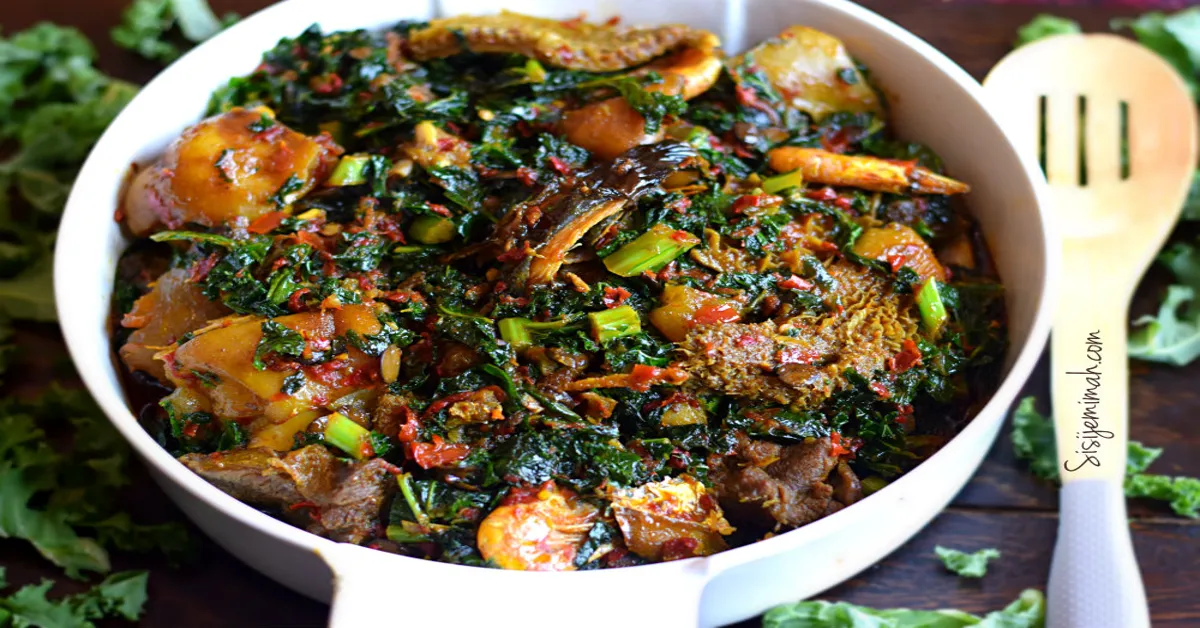 cooking efo riro with kale