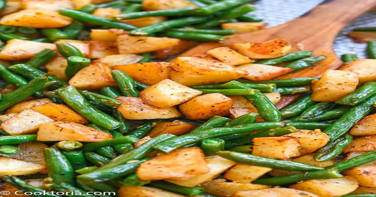 oven cooked green beans and potatoes