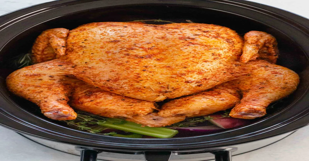 slow cooking a chicken in a slow cooker